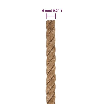 vidaXL Corde de jute 50 m de long 6 mm d'épaisseur
