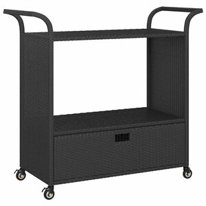 vidaXL Chariot de bar avec tiroir Noir 100x45x97 cm R&eacute;sine tress&eacute;e