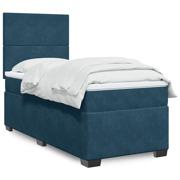 vidaXL Sommier &agrave; lattes de lit avec matelas bleu 80x200 cm velours