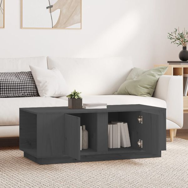 vidaXL Table basse Gris 110x50x40 cm Bois massif de pin