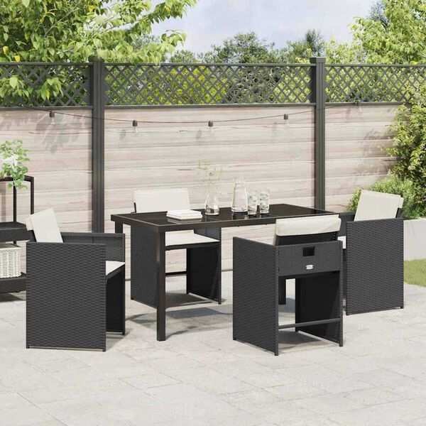 vidaXL Ensemble de salle &agrave; manger pour jardin 5 pcs Noir polyrotin