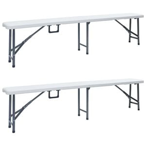 vidaXL Bancs de jardin pliables lot de 2 180 cm PEHD Blanc
