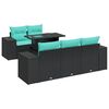 vidaXL Salon de jardin 6 pcs avec coussins noir r&eacute;sine tress&eacute;e acacia