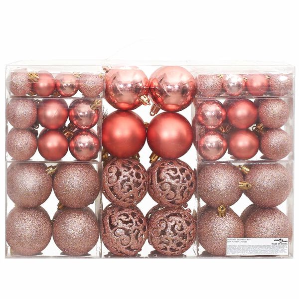 vidaXL Boules de Noël 100 pcs rose et rosé 3 / 4 / 6 cm
