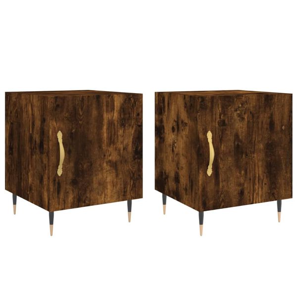 vidaXL Tables de chevet 2 pcs ch&ecirc;ne fum&eacute; 40x40x50 cm bois d'ing&eacute;nierie