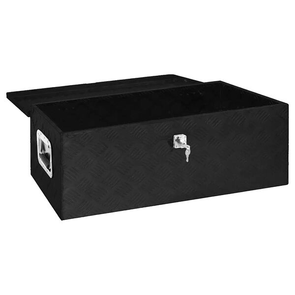 vidaXL Bo&icirc;te de rangement Noir 80x39x30 cm Aluminium