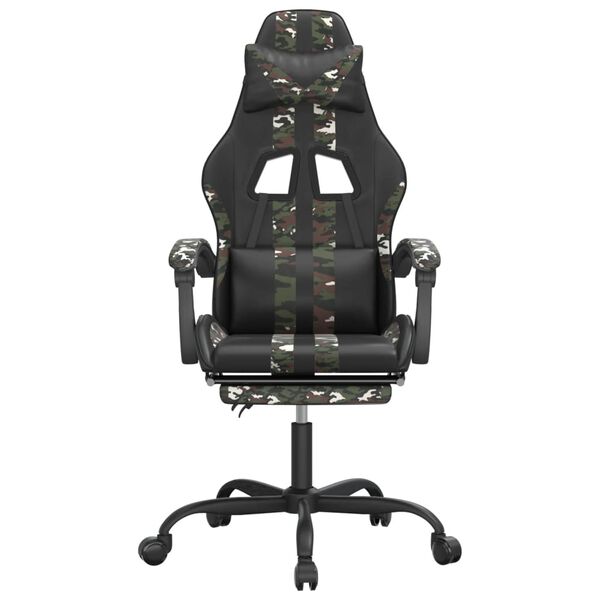 vidaXL Chaise de jeu pivotante repose-pied Noir camouflage Similicuir