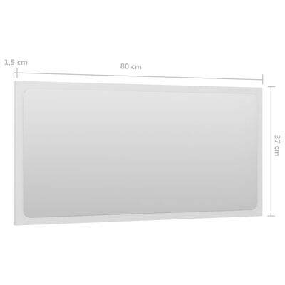 vidaXL Miroir de salle de bain Blanc brillant 80x1,5x37 cm Aggloméré