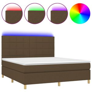 vidaXL Sommier &agrave; lattes de lit matelas et LED Marron fonc&eacute; 160x200 cm