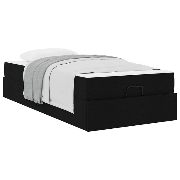 vidaXL Cadre de lit avec matelas avec matelas 2 pcs Noir tissu