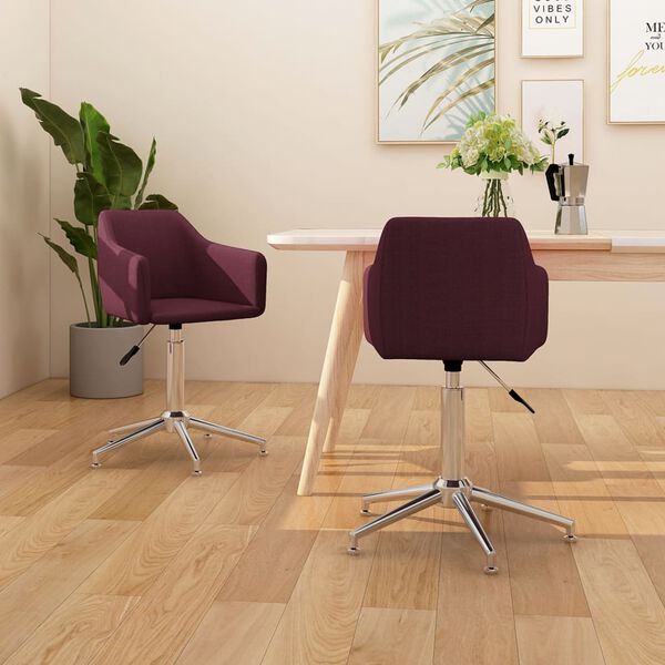 vidaXL Chaises &agrave; manger pivotantes lot de 2 violet tissu