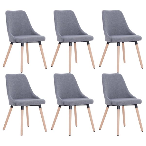 vidaXL Chaises &agrave; manger lot de 6 gris clair tissu