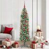 vidaXL Arbre de Noël artificiel slim avec 300 LED Vert et blanc 180 cm