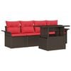 vidaXL Ensemble de canap&eacute; de jardin 5 pcs Marron Poly rotin