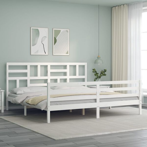vidaXL Cadre de lit sans matelas blanc bois massif