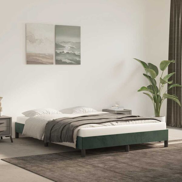 vidaXL Cadre de lit sans matelas vert fonc&eacute; 140x200 cm velours