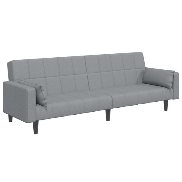 vidaXL Canap&eacute;-lit &agrave; 2 places avec repose-pied gris clair tissu