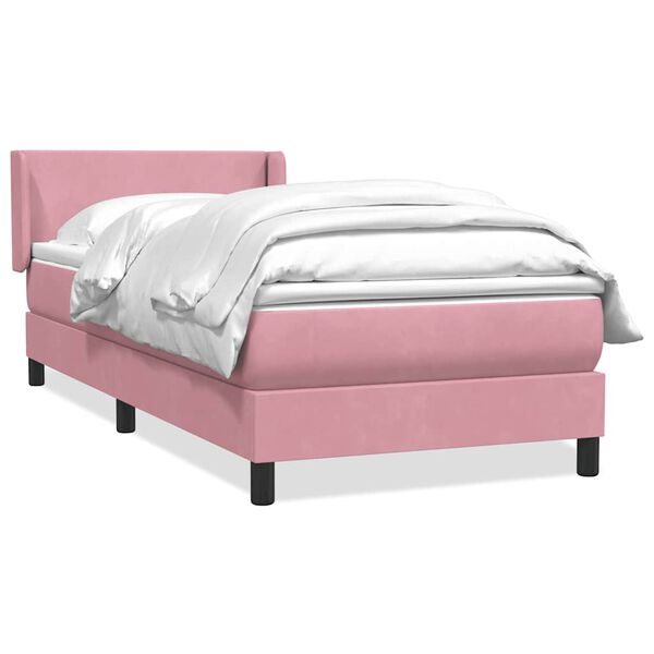 vidaXL Sommier &agrave; lattes de lit avec matelas rose 80x220 cm velours
