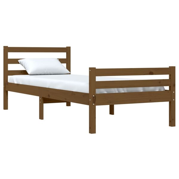 vidaXL Cadre de lit sans matelas marron miel bois massif 75x190 cm