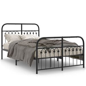 vidaXL Cadre de lit m&eacute;tal sans matelas avec pied de lit noir 120x190cm