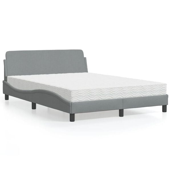 vidaXL Lit avec matelas Dover gris clair 120x200 cm tissu