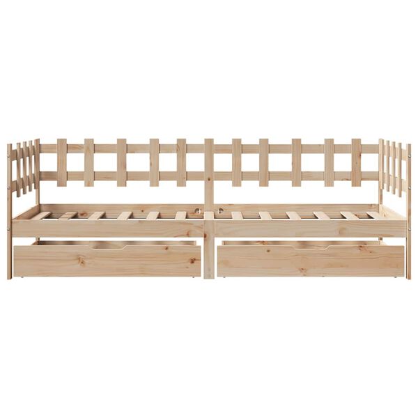 vidaXL Lit de jour avec tiroirs sans matelas 90x200 cm bois massif