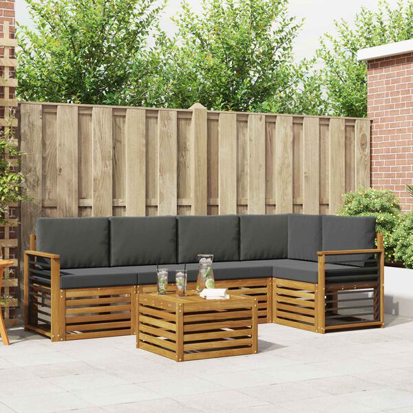 vidaXL Ensembles de canap&eacute;s avec coussin 6 pcs Naturel et Anthracite