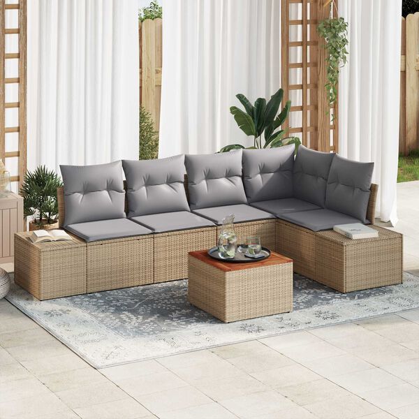 vidaXL Ensemble de canap&eacute; de jardin 6 pcs Beige et Gris clair