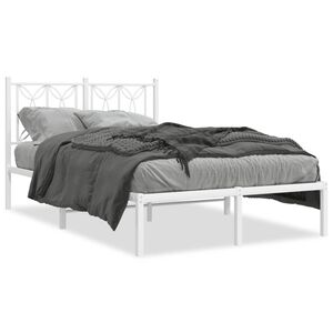 vidaXL Cadre de lit métal sans matelas et tête de lit blanc 120x190 cm