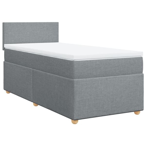 vidaXL Sommier &agrave; lattes de lit avec matelas gris clair 80x200 cm tissu