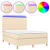 vidaXL Sommier &agrave; lattes de lit et matelas et LED Cr&egrave;me 140x190cm Tissu