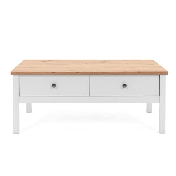 Finori Table basse Bergen 56A Blanc et ch&ecirc;ne artisanal