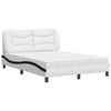 vidaXL Lit avec matelas Hvar blanc et noir 140x200 cm similicuir