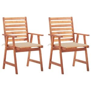 vidaXL Chaises &agrave; manger d'ext&eacute;rieur lot de 2 et coussins Acacia massif