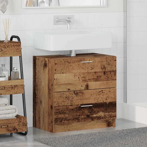 vidaXL Cabinet de salle de bain avec porte Bois Ancien 59 x 37 x 59 cm