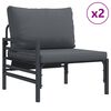 vidaXL Ensemble de canap&eacute; de jardin avec coussin 10 pcs Noir Acier