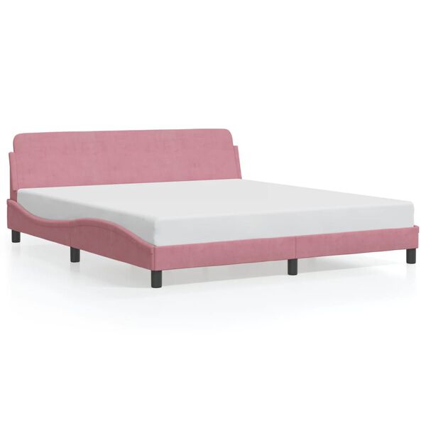 VidaXL Cadre de lit avec t&ecirc;te de lit Dover rose 180x200cm velours