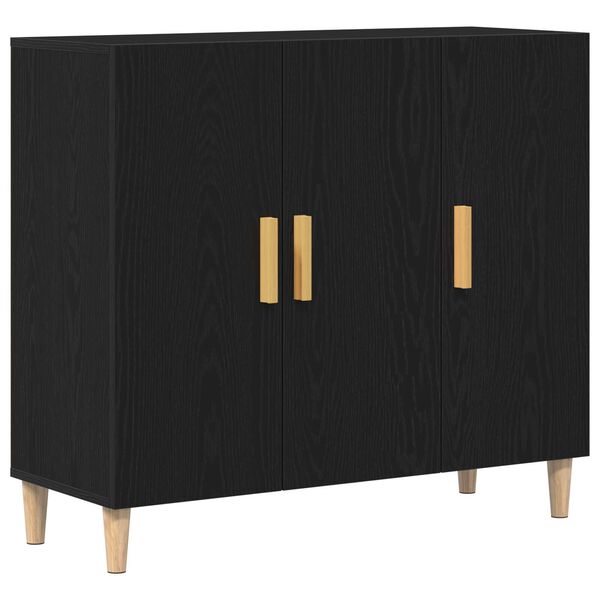 vidaXL Buffet Chêne noir 90 x 34 x 80 cm Bois d'ingénierie