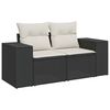 vidaXL Canap&eacute; de jardin avec coussins 2 places noir r&eacute;sine tress&eacute;e