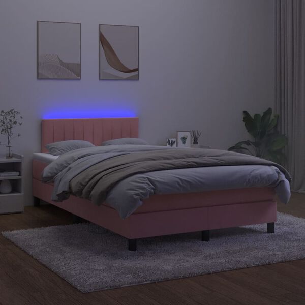 vidaXL Sommier &agrave; lattes de lit avec matelas et LED Rose 120x200cm