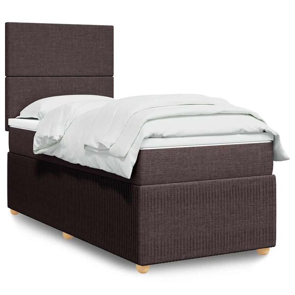 vidaXL Sommier &agrave; lattes de lit avec matelas Marron fonc&eacute; 90x190 cm
