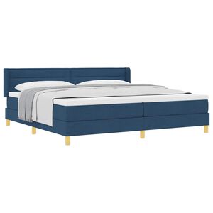 vidaXL Lit &agrave; Ressorts avec matelas Bleu 200 x 200 cm tissu