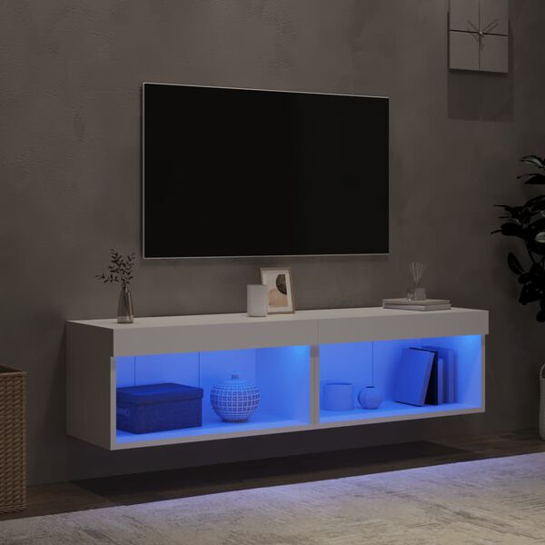 vidaXL Meubles TV avec lumières LED 2 pcs blanc 60x30x30 cm