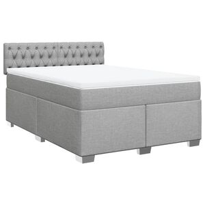 vidaXL Sommier &agrave; lattes de lit avec matelas Gris clair 140x190cm Tissu