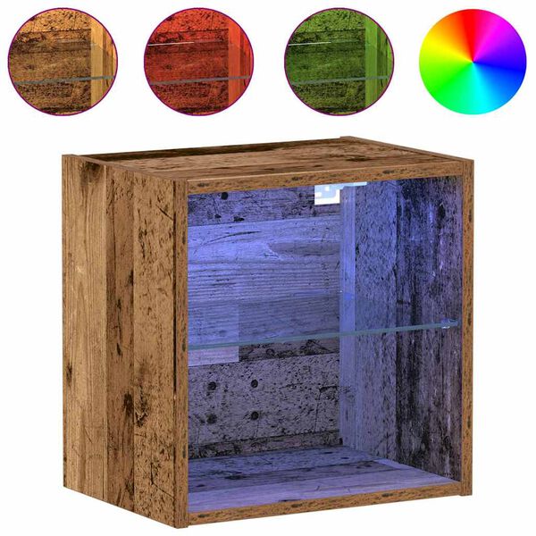 vidaXL &Eacute;tag&egrave;re flottante avec lumi&egrave;re LED Marron 40 x 28,5 x 40 cm