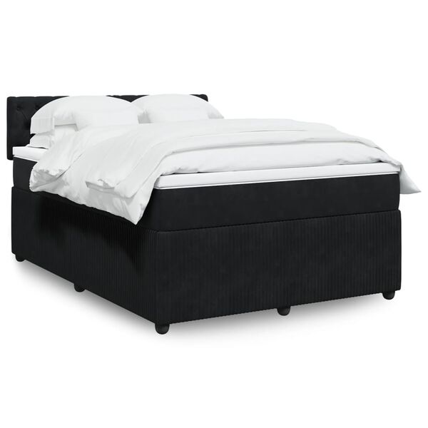 vidaXL Sommier &agrave; lattes de lit avec matelas Noir 140x190 cm Velours