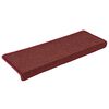 vidaXL Tapis d'escalier 15 pièces 65 x 21 x 4 cm Bordeaux Bordure rectangulaire