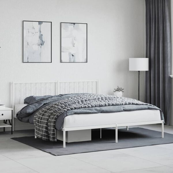 vidaXL Cadre de lit métal sans matelas et tête de lit blanc 180x200 cm