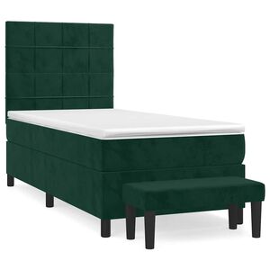 vidaXL Sommier &agrave; lattes de lit et matelas Vert fonc&eacute; 80x200 cm Velours