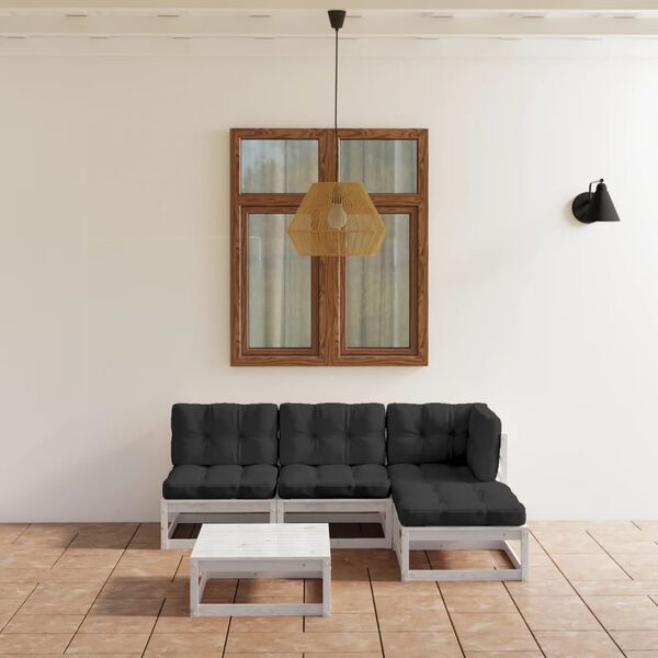 vidaXL Salon de jardin 5 pcs avec coussins Bois de pin massif